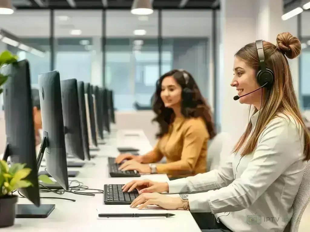 Professional customer support team assisting users
