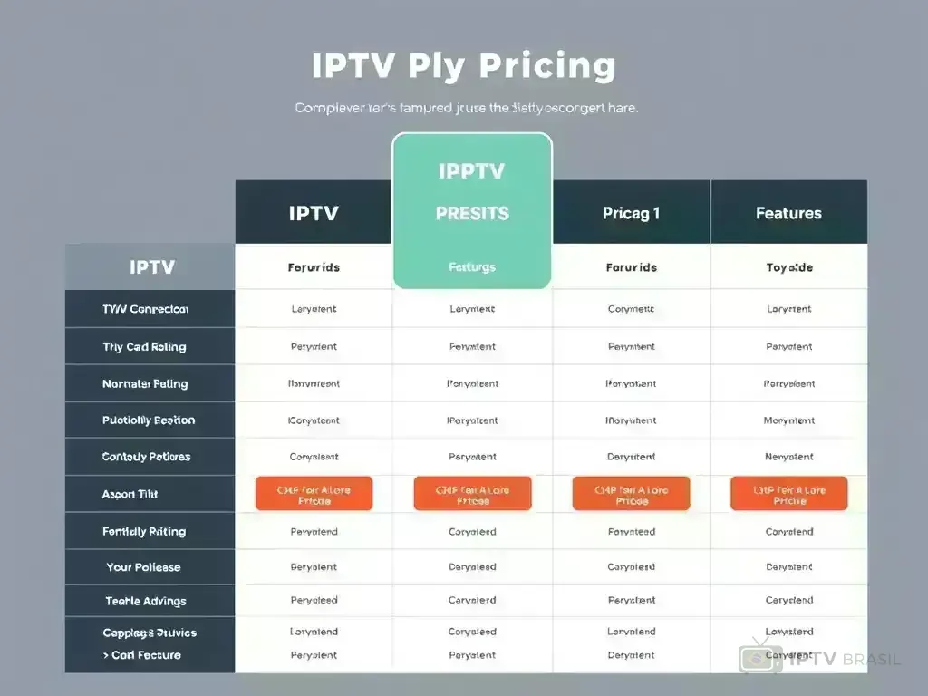 Comparison chart of IPTV Brasil pricing plans